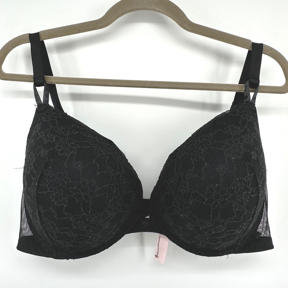 Victoria's Secret Push-Up Bra Women 42D Black Lace Lingerie Intimate 164305-Q94